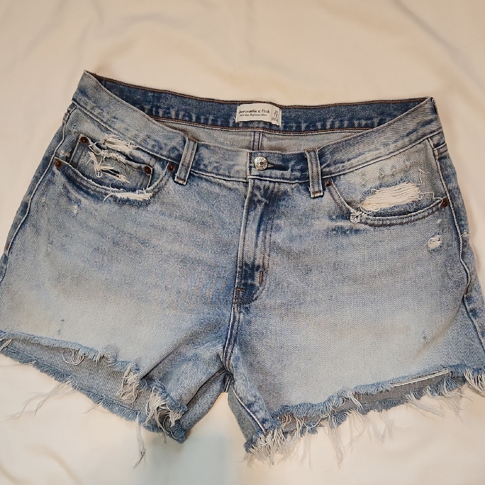 Abercrombie & Fitch Light Blue Distressed Jean Shorts Sz 12